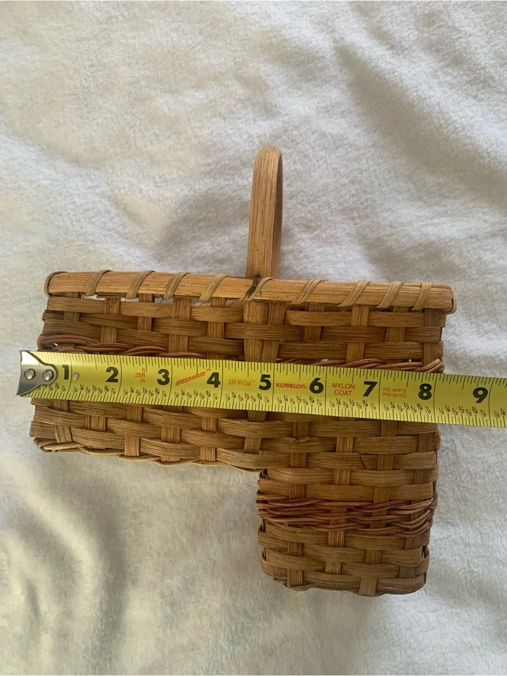 Vintage Wicker Mini Stair Basket, Plant Holder, Decor Organizer, Woven Wood